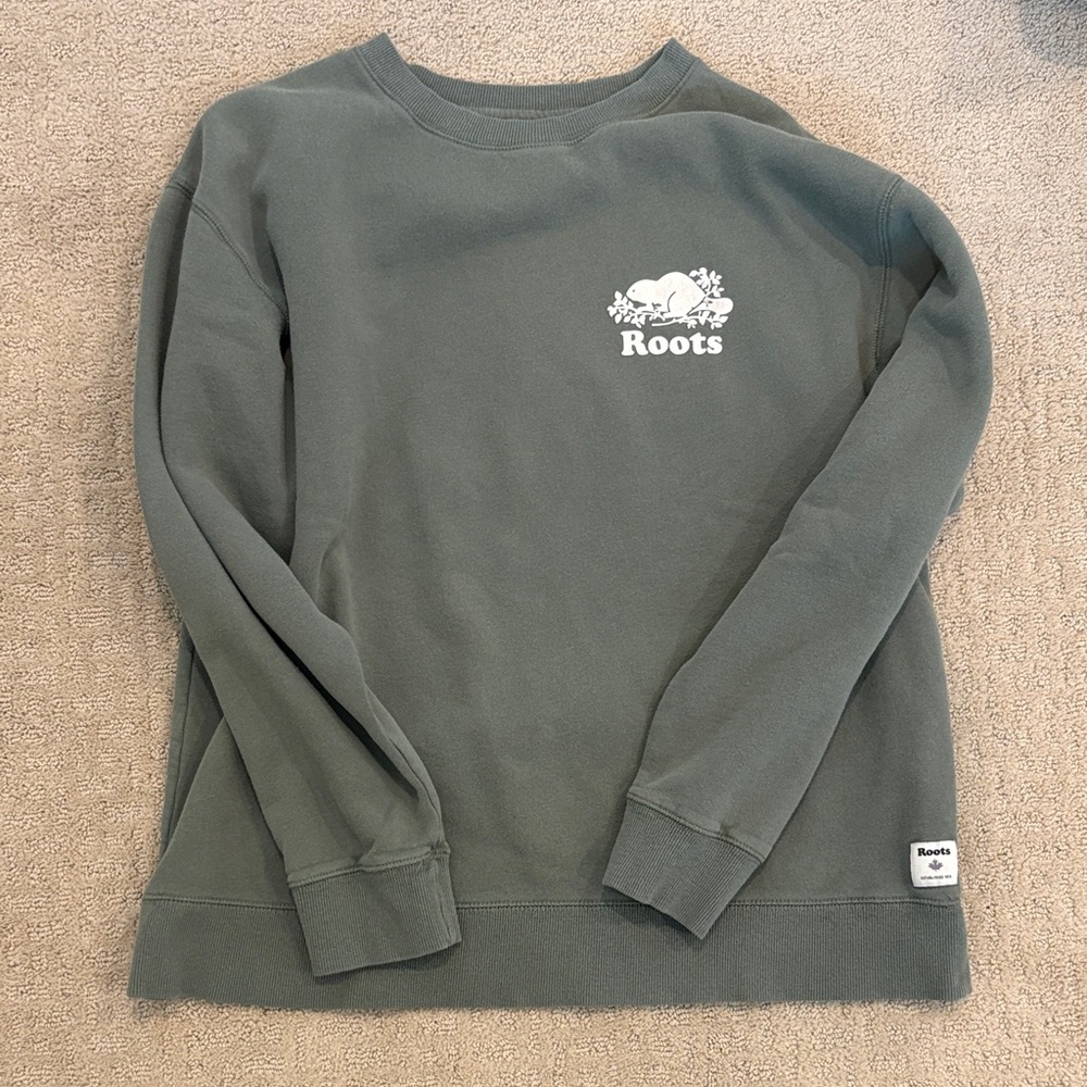 Roots Crewneck Sweatshirt in Olive green